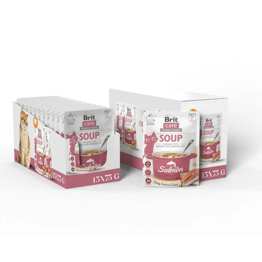 Brit Care Cat Soup with Salmon 15X75 g