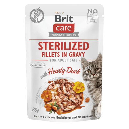 Brit Care Cat Sterilized. Fillets in Gravy with Hearty Duck 85 g