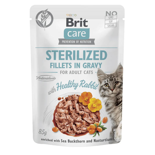 Brit Care Cat Sterilized. Fillets in Gravy with Healthy Rabbit  85 g