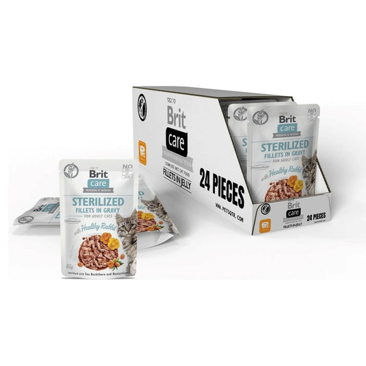 Brit Care Cat Sterilized.Fillets in Gravy with Healthy Rabbit 24x85