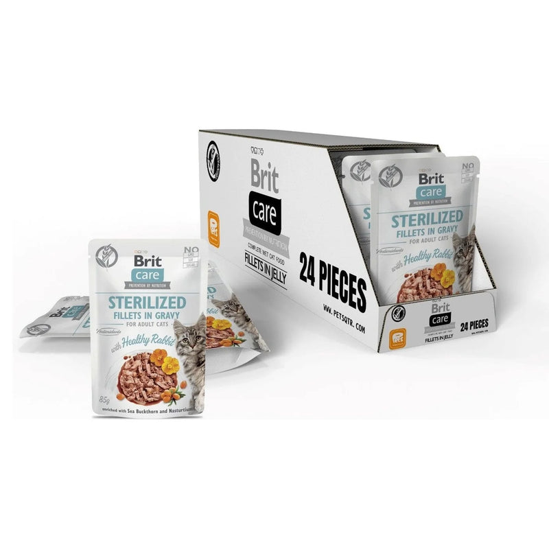 Brit Care Cat Sterilized.Fillets in Gravy with Healthy Rabbit 24x85