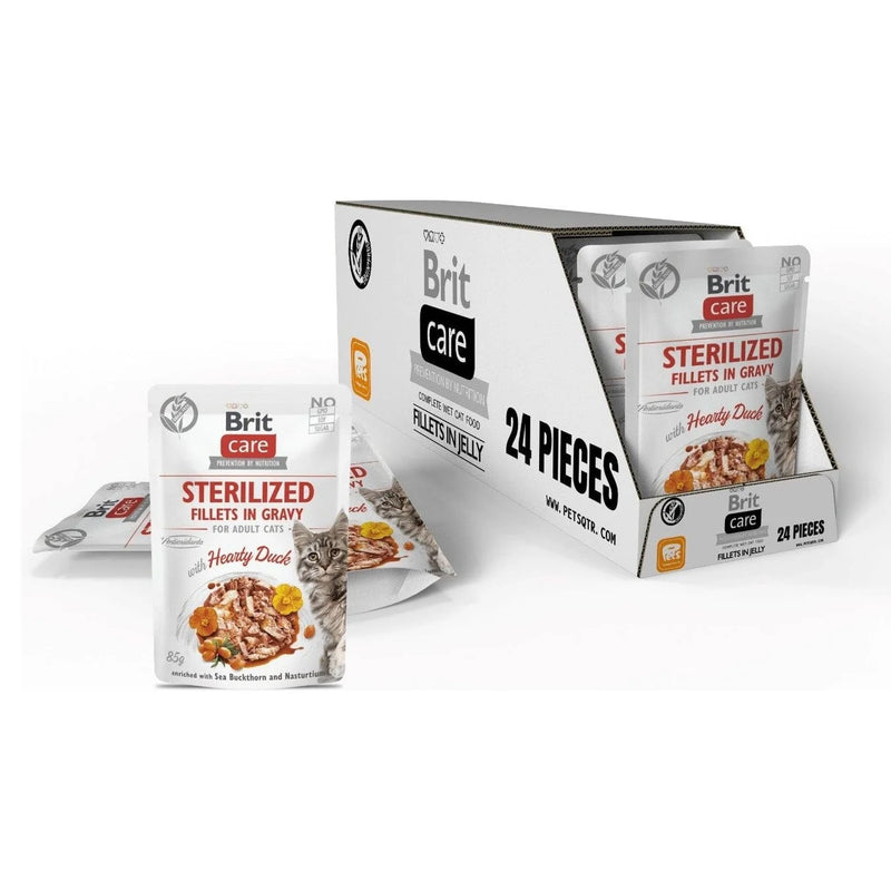 Brit Care Cat Sterilized. Fillets in Gravy with Hearty Duck 24x85 g