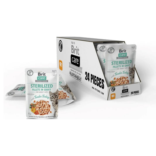 Brit Care Cat. Sterilized. Fillets in Gravy with Tender Turkey 24x85 g