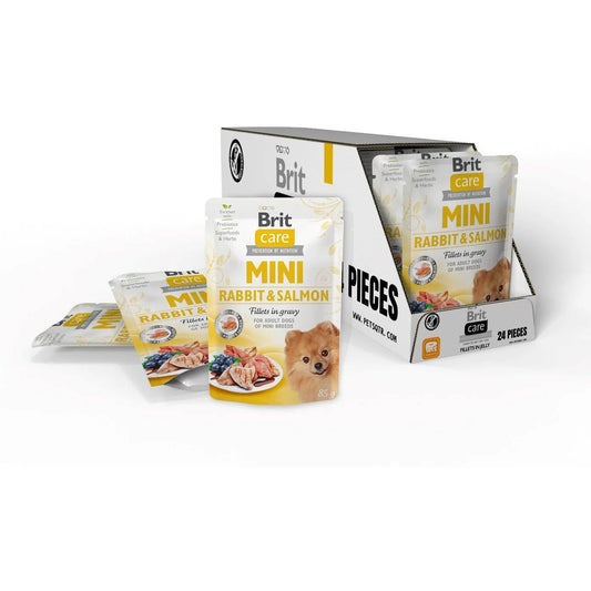 Brit Care Mini Rabbit&Salmon fillets in gravy 24x85g