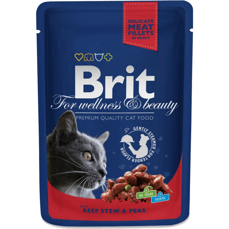 Brit Premium Cat Pouches with Beef Stew & Peas 100 g