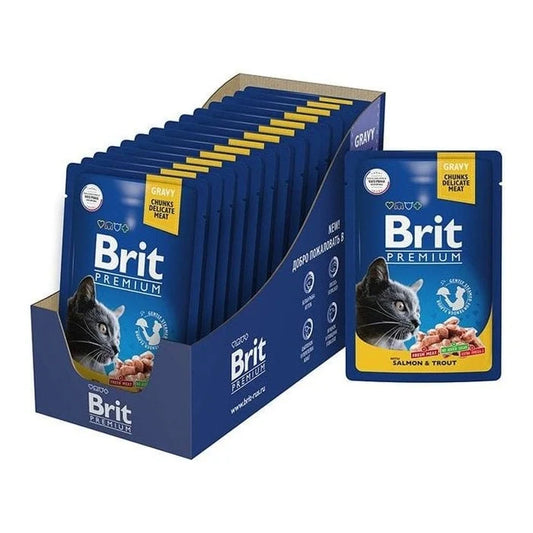 Brit Premium Cat Pouches with Salmon & Trout 24x100g