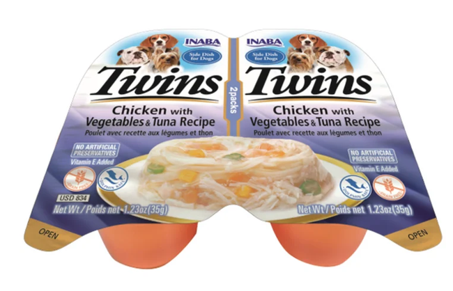 Inaba Grain-Free Chicken & Tuna with Vegetables Wet Dog Food for Small Breeds 2x35g