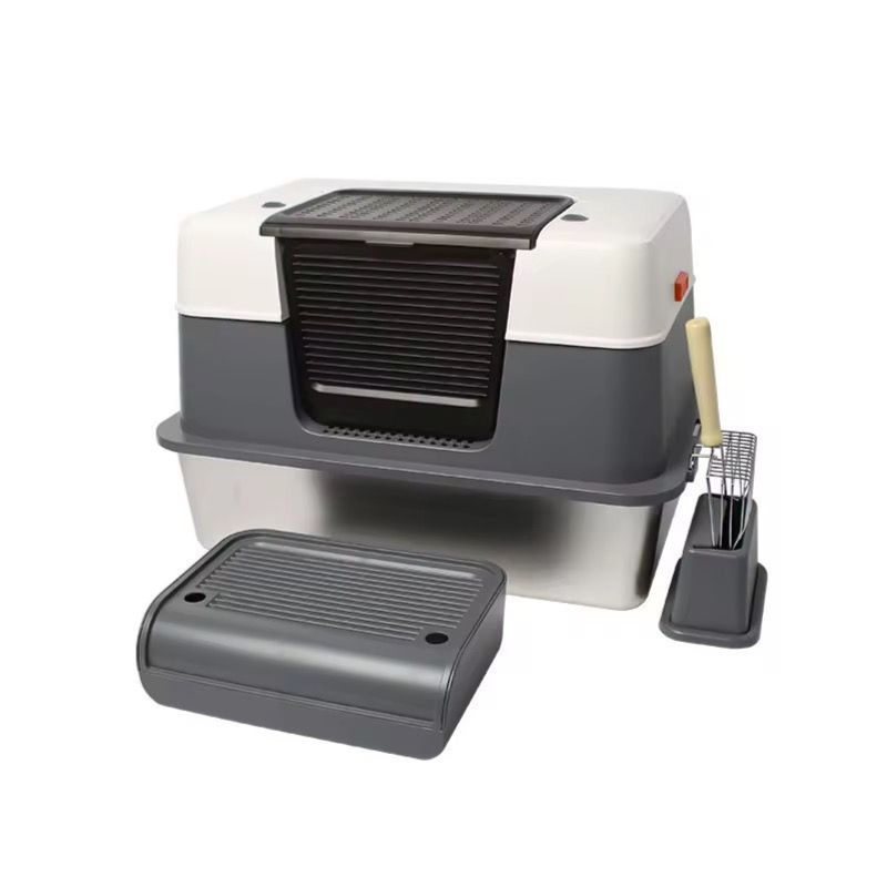 Cat Litter Box Enclosed Metal Litter Box Large Odor Control Covered Metal Litter