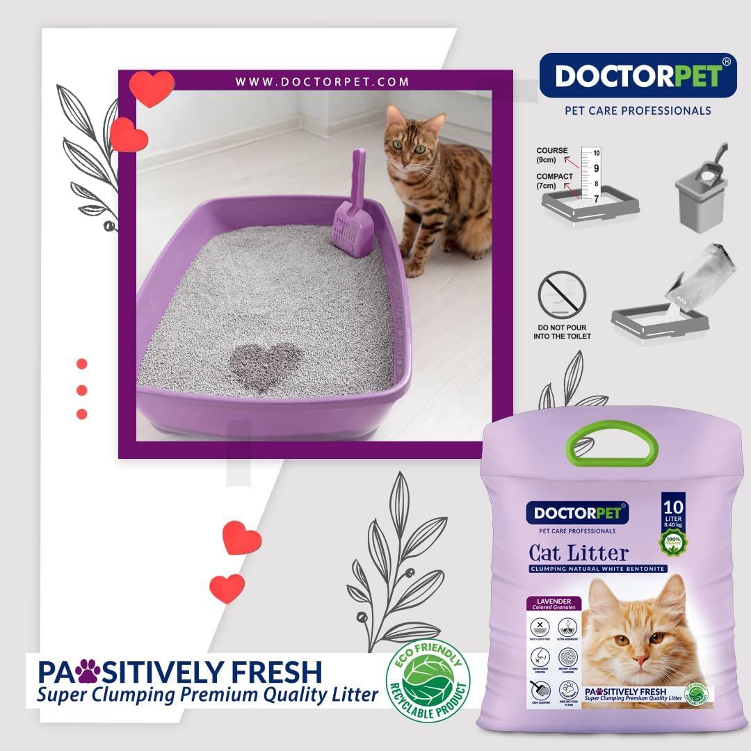 Doctor Pet Cat Litter Super Clumping MICRO Bentonite Lavender 10L
