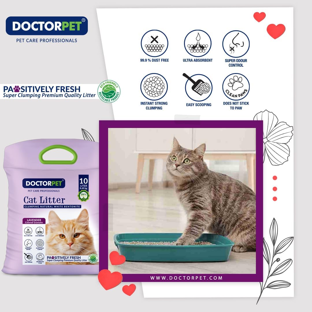 Doctor Pet Cat Litter Super Clumping MICRO Bentonite Lavender 10L