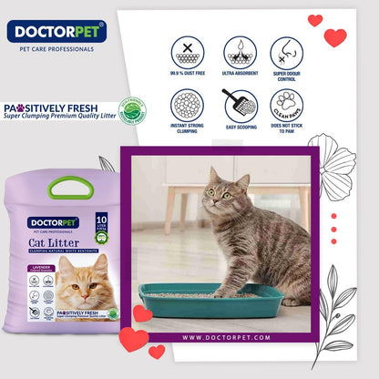 Doctor Pet Cat Litter Super Clumping MICRO Bentonite Lavender 10L