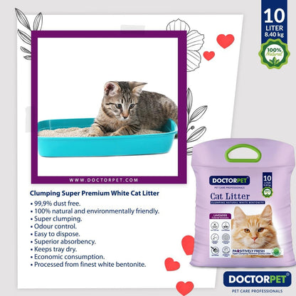 Doctor Pet Cat Litter Super Clumping MICRO Bentonite Lavender 10L
