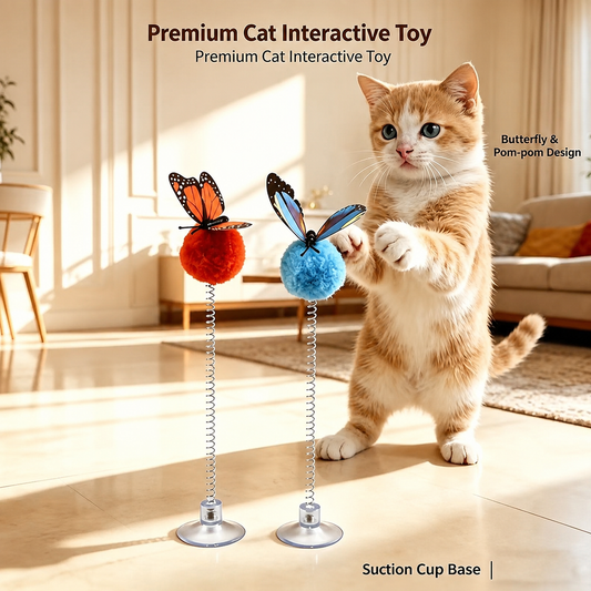 Butterfly Cat Interactive Toy with Suction Cup