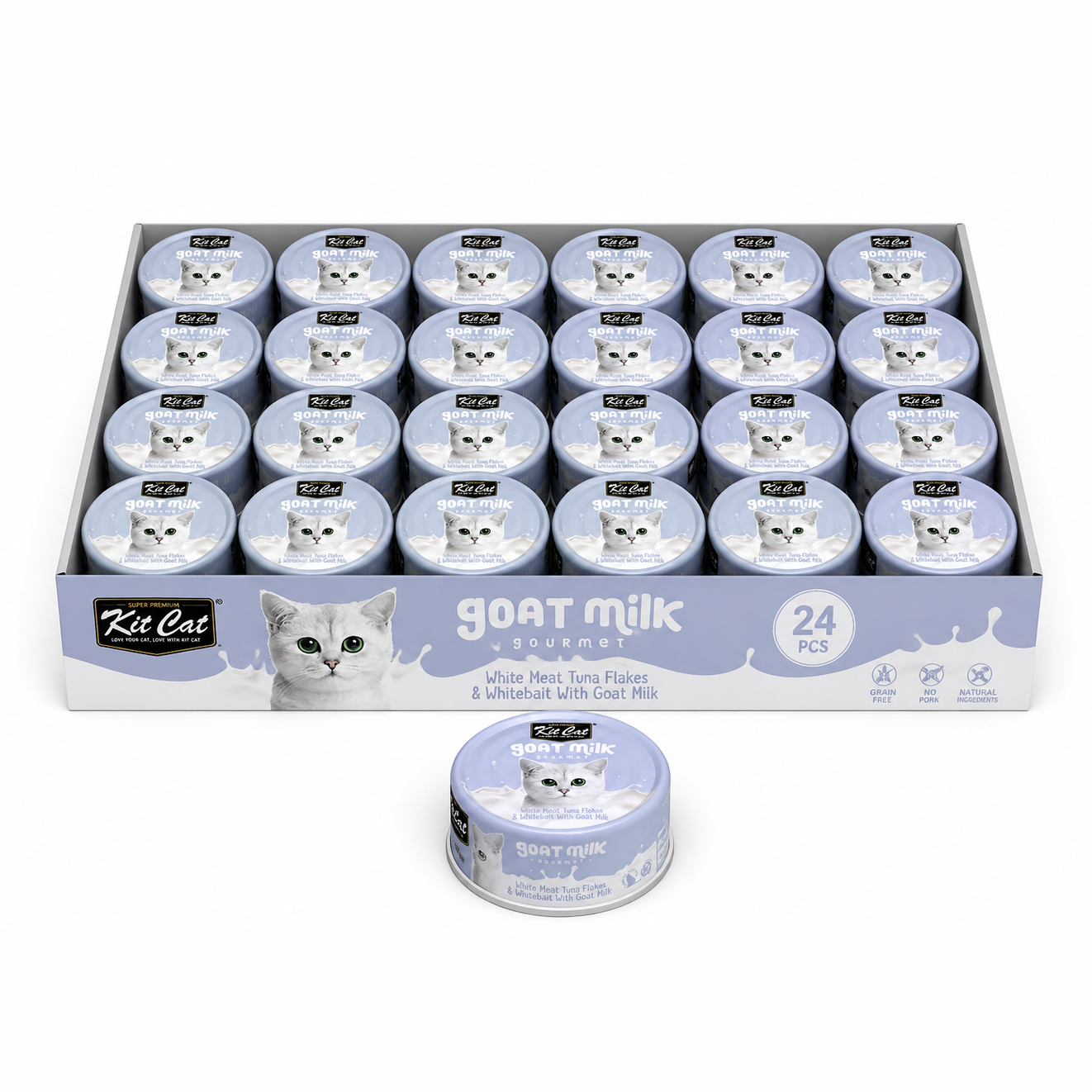 Kit Cat White Meat Tuna Flakes & Whitebait With Goat Milk 70gx24pcs