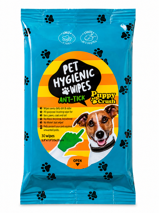 Puppy Crush Pet Hygienic Wipes Anti-Tick – 30 Wipes