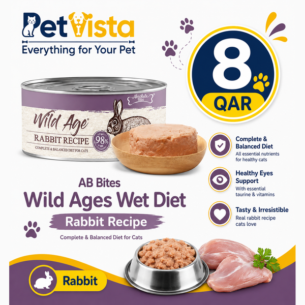 AB Bites Wild Ages Complete Wet Diet – Rabbit Recipe 80g Can