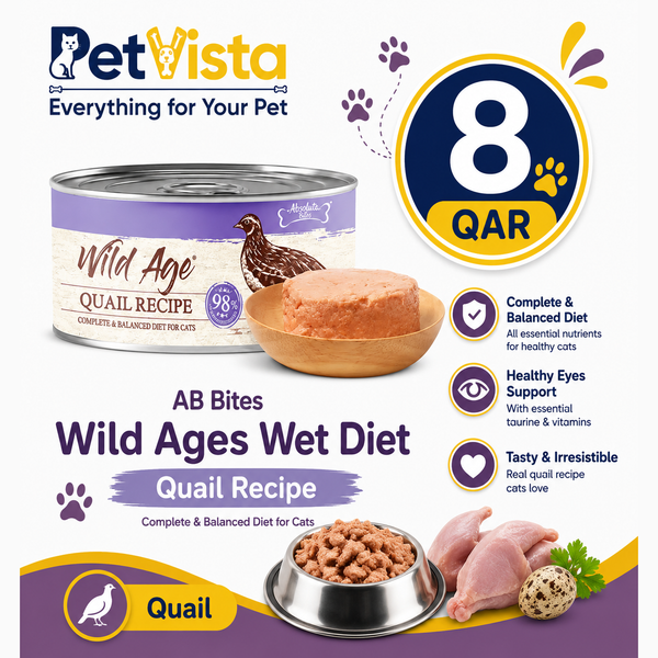AB Bites Wild Ages Complete Wet Diet – Quail Recipe 80g Can