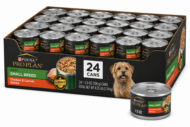 Purina Pro Plan Adult Small Breed Chicken and Carrots Entree in Gravy Wet Dog Food, 156 g Can x 24pcs Box