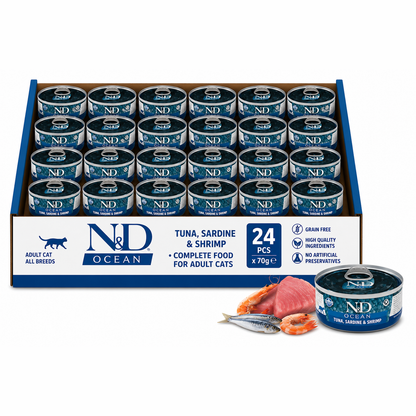 Farmina N&d Cat Food Ocean Tuna, Sardine & Shrimp 70gx24pcs