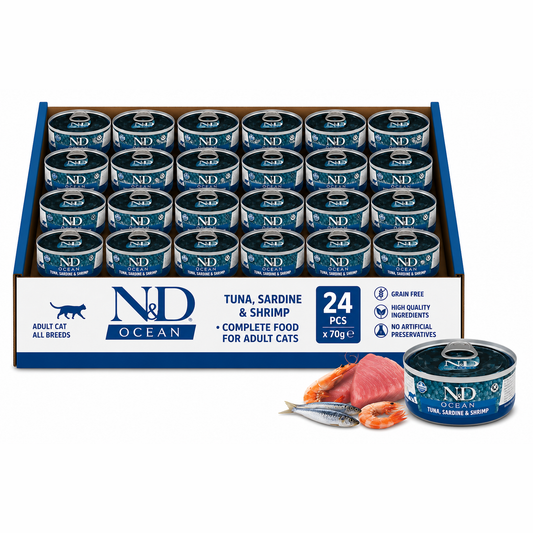 Farmina N&d Cat Food Ocean Tuna, Sardine & Shrimp 70gx24pcs