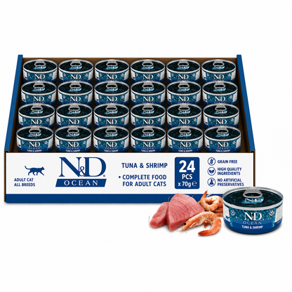 Farmina N&d Cat Food Ocean Tuna & Shrimp 70gx24pcs