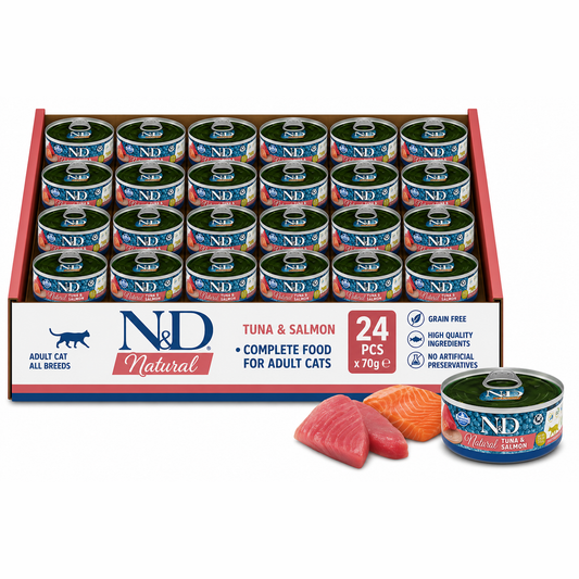 FARMINA N&D CAT FOOD NATURAL TUNA & SALMON 70gx24pcs