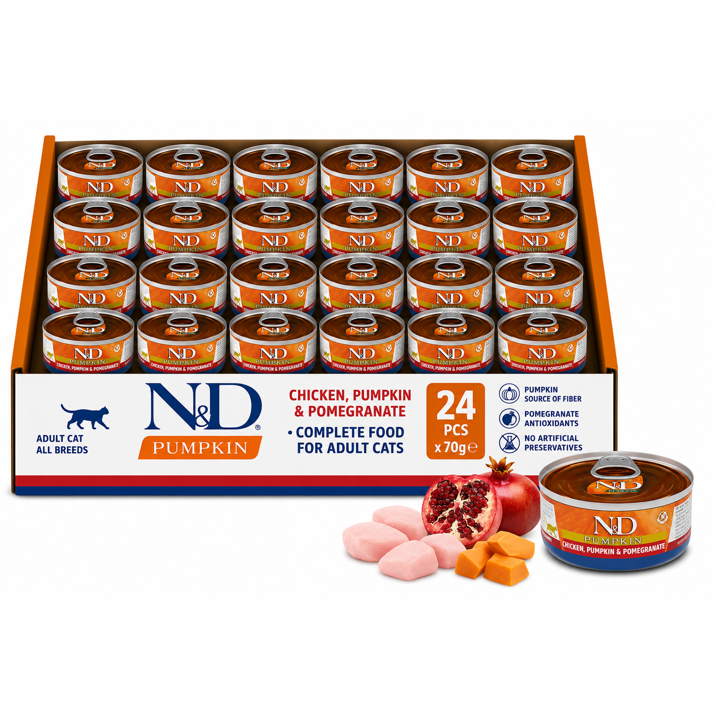 FARMINA N&D CAT CHICKEN, PUMPKIN & POMEGRANATE 70G X 24PCS