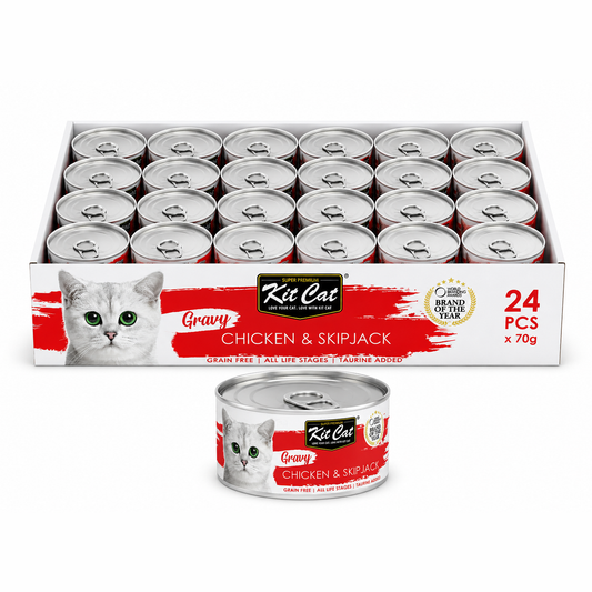 Kit Cat Gravy Canned Food (Chicken & Skipjack) 24x70g