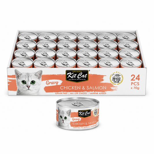 Kit Cat Gravy Canned Food (Chicken & Salmon) 24x70g