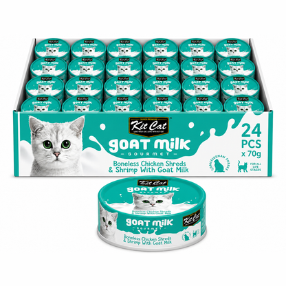Kit Cat Boneless Chicken Shreds & Shrimp With Goat Milk 70gx24pcs