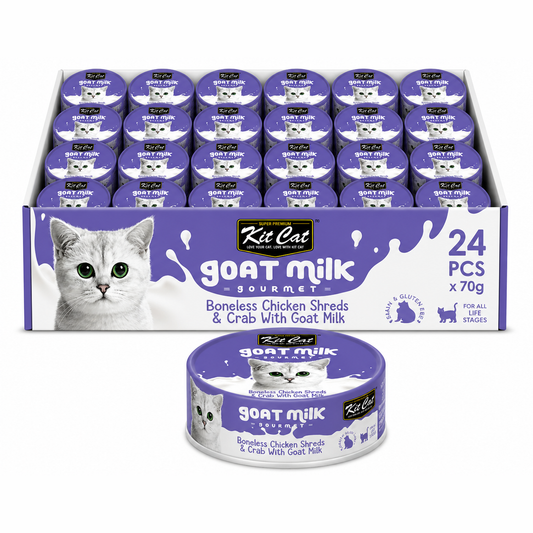 Kit Cat Boneless Chicken Shreds & Crab With Goat Milk 70gx24pcs