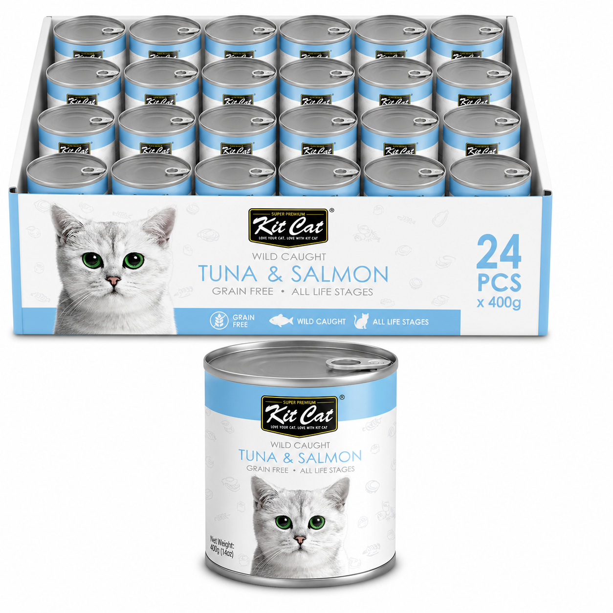 Kit Cat Atlantic Tuna With Wild Salmon 24x400g