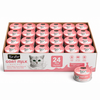 Kit Cat White Meat Tuna Flakes & Salmon With Goat Milk 70gx24pcs