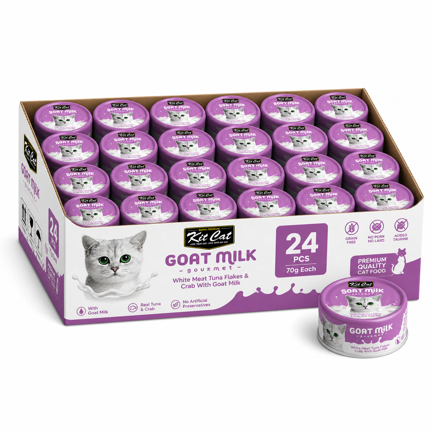 Kit Cat White Meat Tuna Flakes & Crab With Goat Milk 70gx24pcs