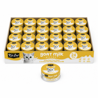 Kit Cat White Meat Tuna Flakes & Smoked Fish Flakes With Goat Milk 70gx24pcs