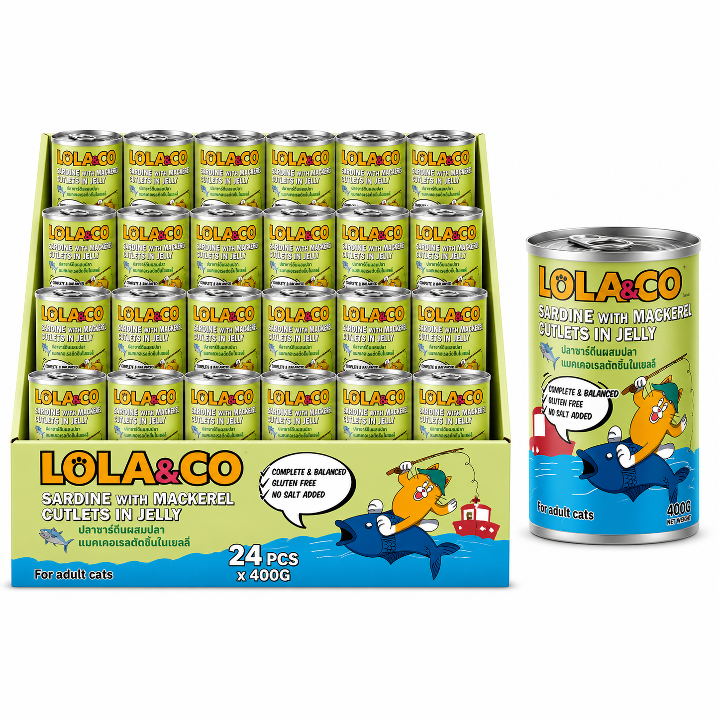 Lola & Co Sardine with Mackerel Cutlets In Jelly Cat Wet Food 400gx24pcs