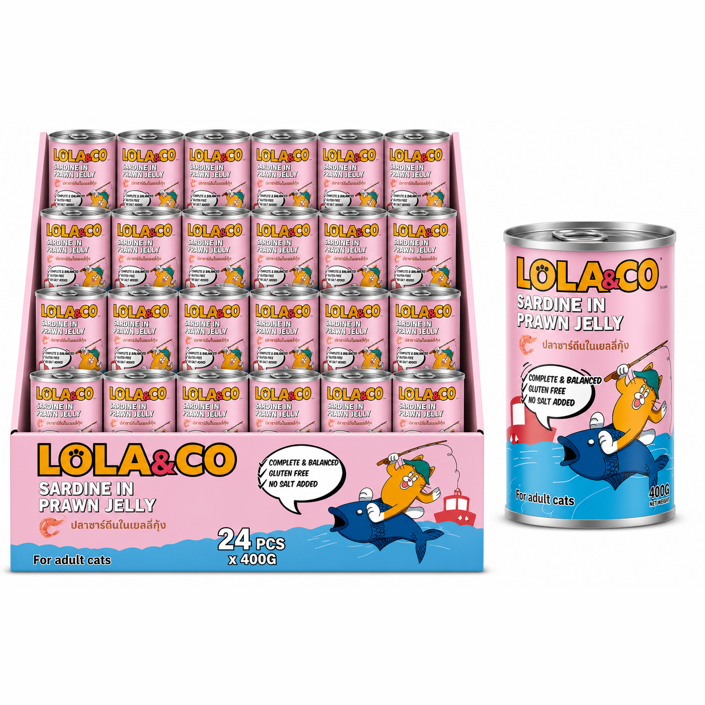 Lola & Co Sardine in Prawn Jelly Cat Wet Food 400gx24pcs