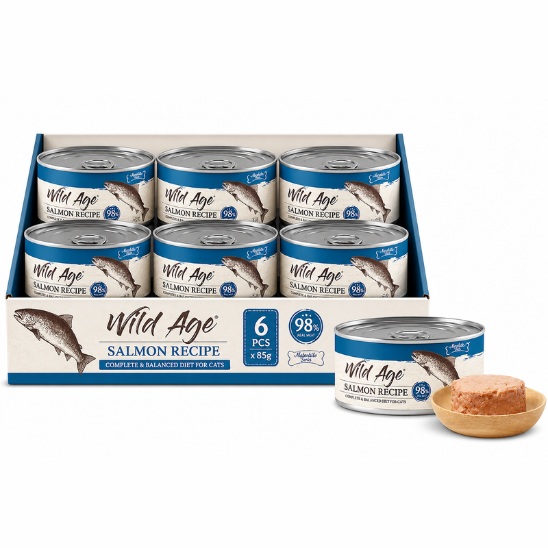 AB Bites Wild Ages Complete Wet Diet – Salmon Recipe 80gx6pcs