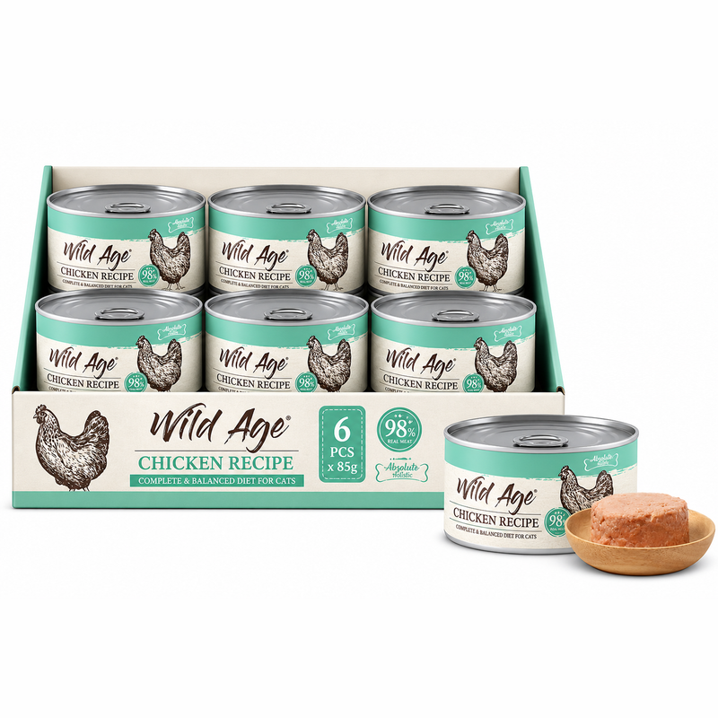 AB Bites Wild Ages Complete Wet Diet – Chicken Recipe 80gx6pcs