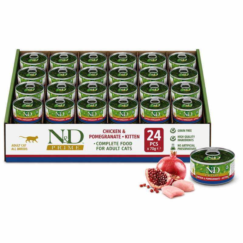 FARMINA N&D CAT PRIME CHICKEN & POMEGRANATE KITTEN 70gx24pcs