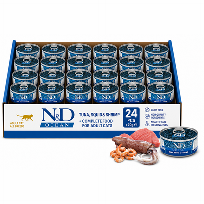 FARMINA N&D CAT OCEAN TUNA, SQUID & SHRIMP 70gx24pcs