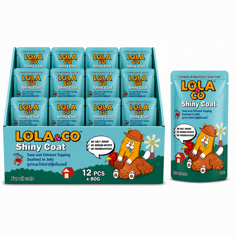 Lola & Co Shiny Coat Tuna & Chicken Topping Seafood In Jelly 80gx12pcs