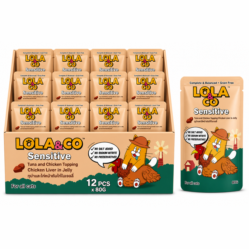 Lola & Co Sensitive Tuna & Chicken Topping Chicken Liver In Jelly 80gx12pcs