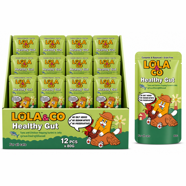Lola & Co Healthy Gut Tuna & Chicken Topping Surimi In Jelly 80gx12pcs