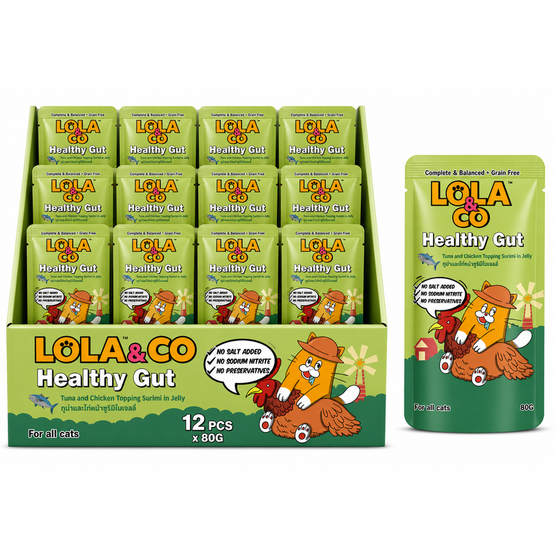 Lola & Co Healthy Gut Tuna & Chicken Topping Surimi In Jelly 80gx12pcs
