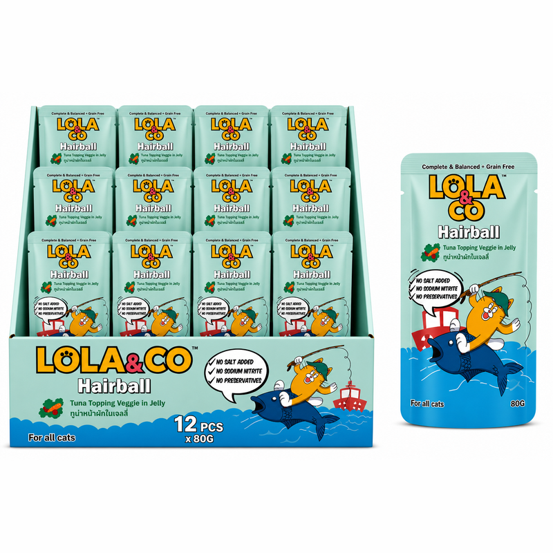 Lola & Co Hairball Tuna Topping Veggie In Jelly 80gx12pcs