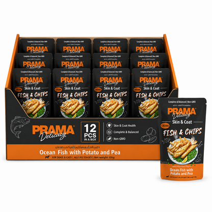 Prama Fish And Chips (Skin & Coat) 120gx12pcs