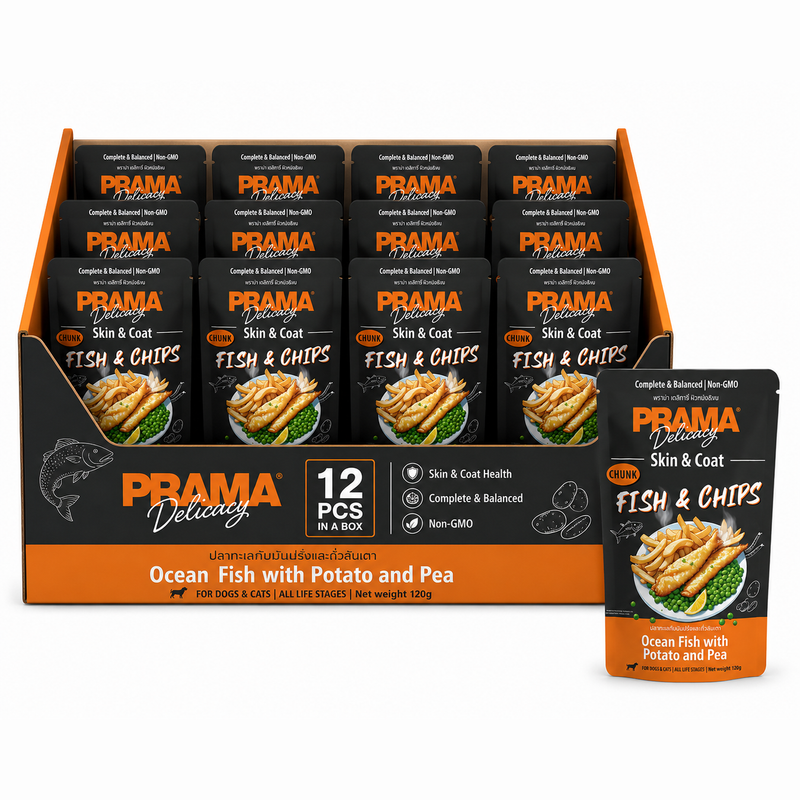 Prama Fish And Chips (Skin & Coat) 120gx12pcs