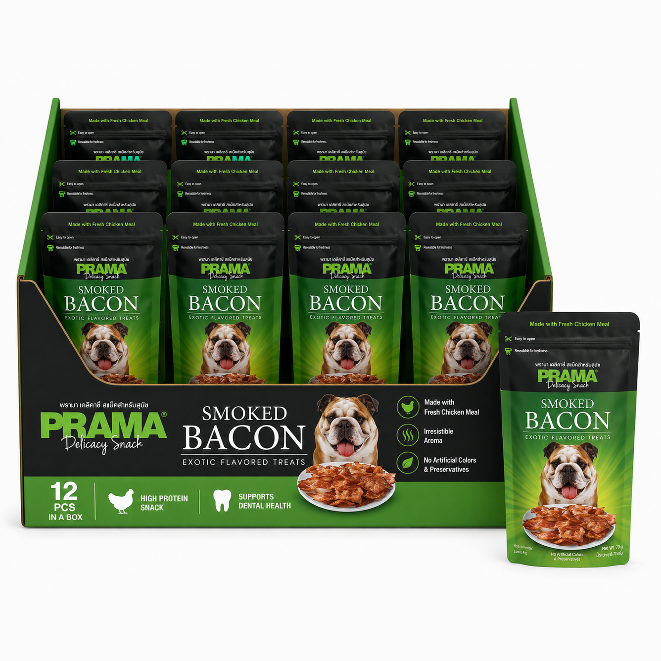 Prama Delicacy Snack Smoked Bicon 70gx12pcs