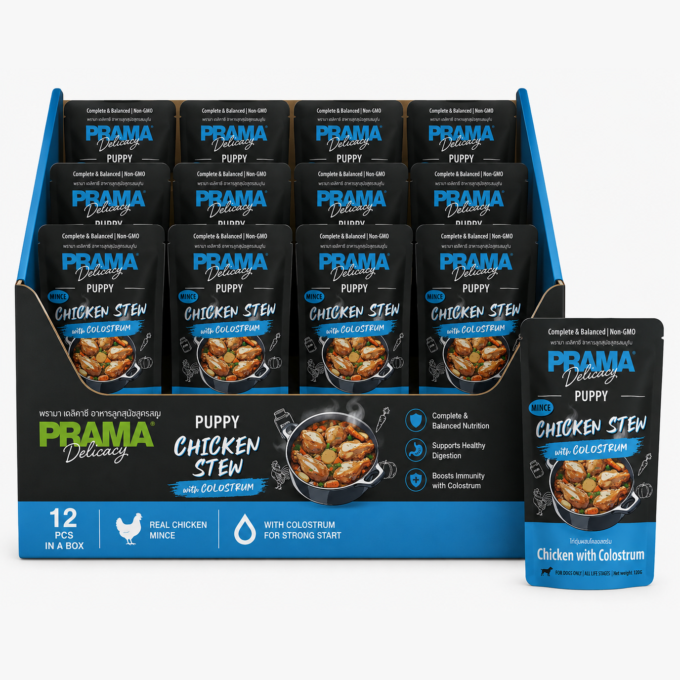 Prama Chicken Stew + Colostrum (Puppy) 120gx12pcs